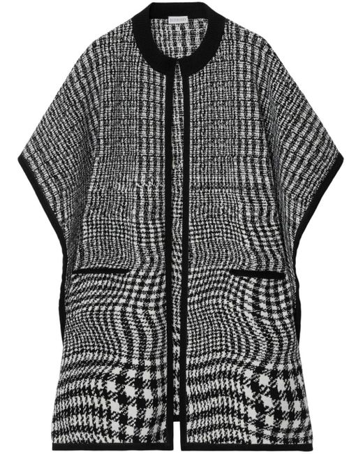 Burberry Black Short-sleeve Houndstooth-pattern Cape