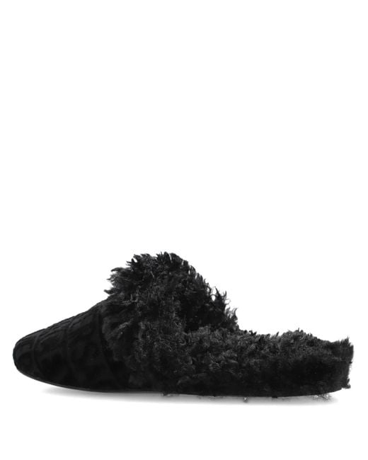Versace Black Logo Trimmed Slippers