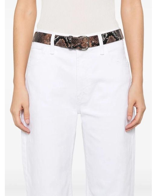 Mother White The Dodger Sneak High-Waisted Straight Leg Jeans