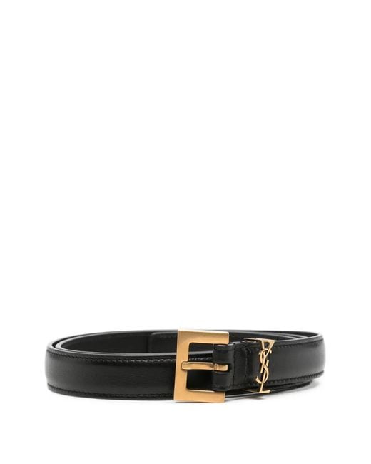 Saint Laurent White Cassandre Thin Belt