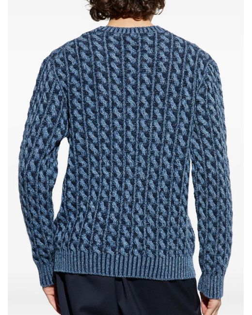 Etro Blue Wool Sweater With A Crew Neck for men