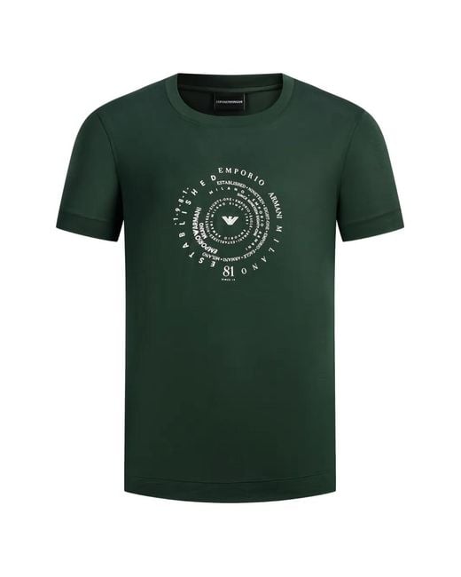 Emporio Armani Green Front-Print T-Shirt for men