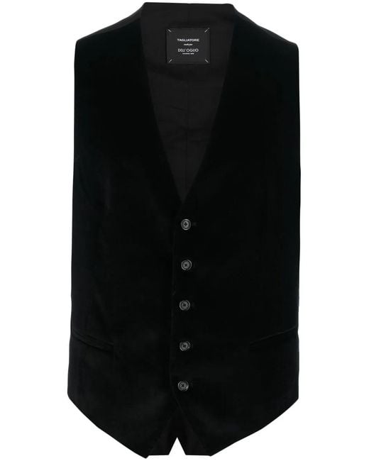 Tagliatore Black Single-Breasted Panelled Waistcoat for men