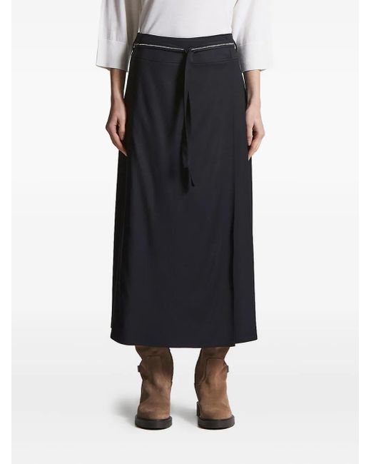 Peserico ジップトリム ラップスカート Black