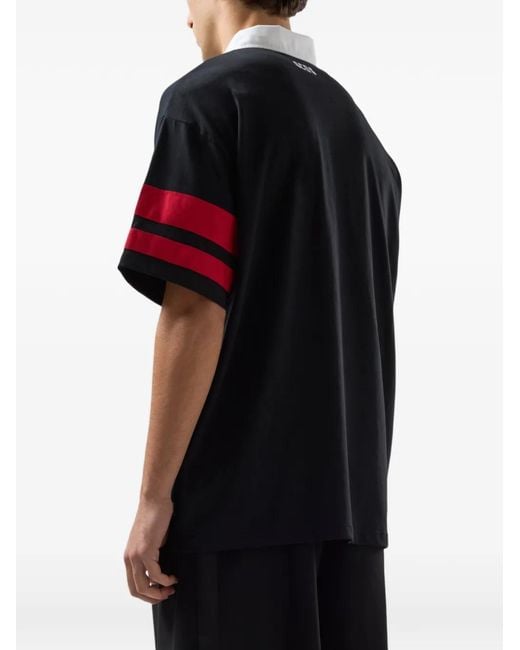 Gcds Black Logo Striped Polo Shirt for men