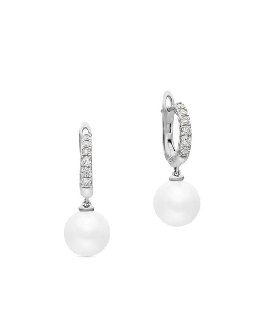 David Yurman White Sterling Pearl And Diamond Drop Earrings (15.6Mm)