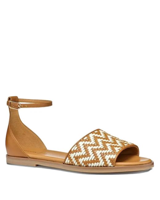 Geox Brown Woven Ankle-Strap Sandals