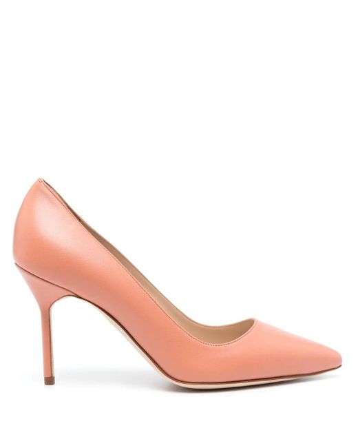 Manolo Blahnik Pink Bb 80Mm Leather Pumps