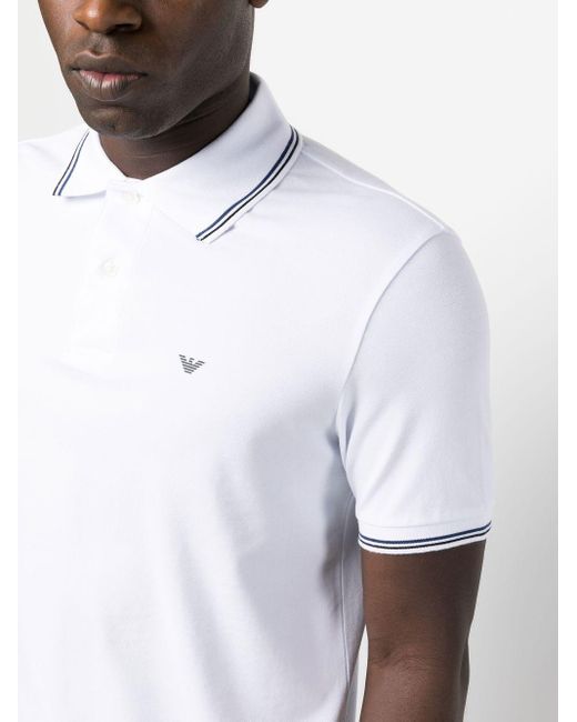 Giorgio Armani Logo-embroidered Polo Shirt in White for Men | Lyst