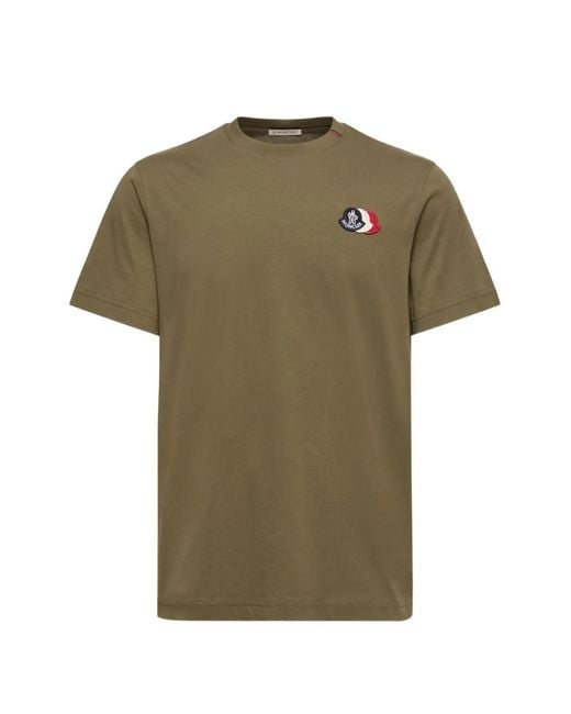 Moncler Green Logo-Patch Crew-Neck T-Shirt for men
