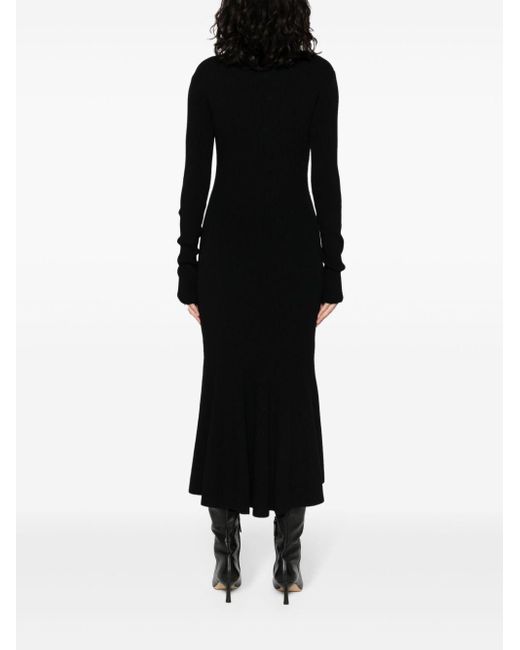 Balenciaga Ribgebreide Midi-jurk in het Black