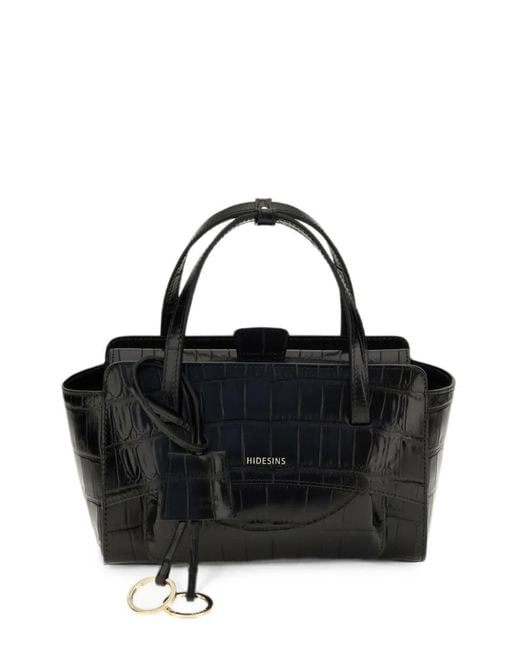 B Sides Black Croc-Effect Leather Shoulder Bag