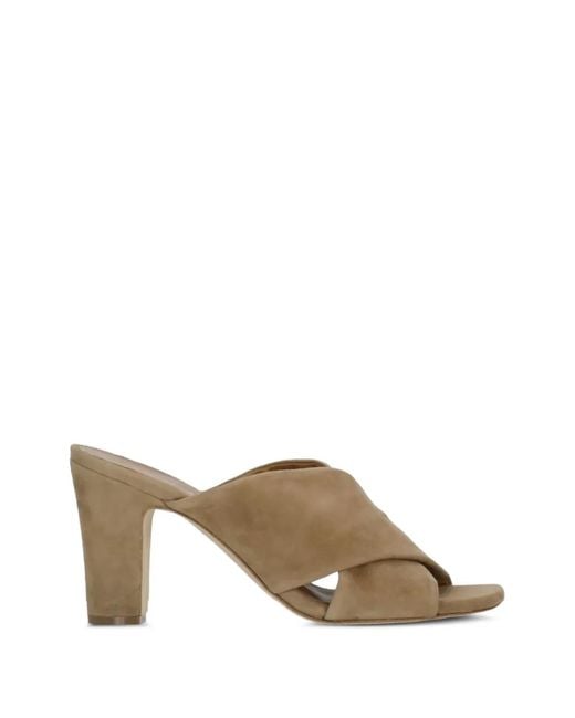 Julie Dee Metallic Criss-Cross Suede Sandals