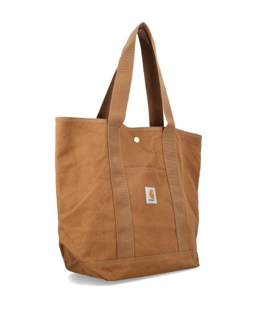 Carhartt Brown Logo-patch Canvas Tote Bag
