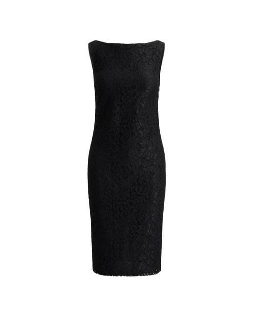 Ralph Lauren Black Robe En Dentelle À Design Sans Manches