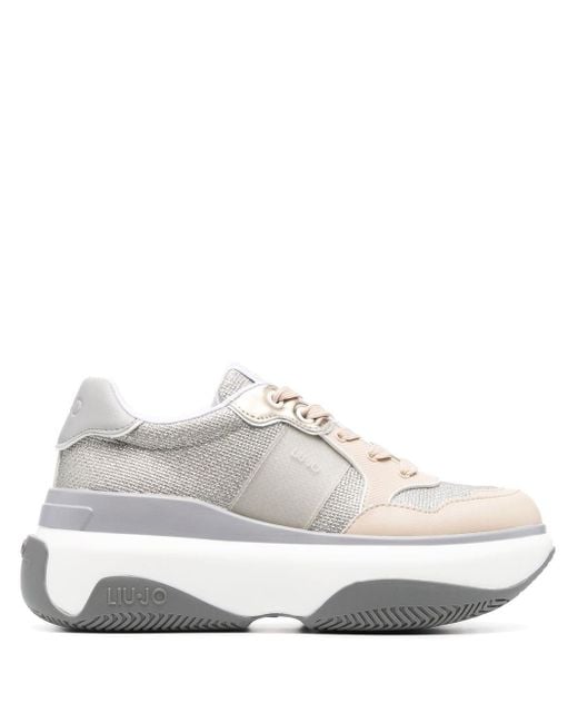 Liu Jo Leather Chunky Panelled Sneakers in White | Lyst