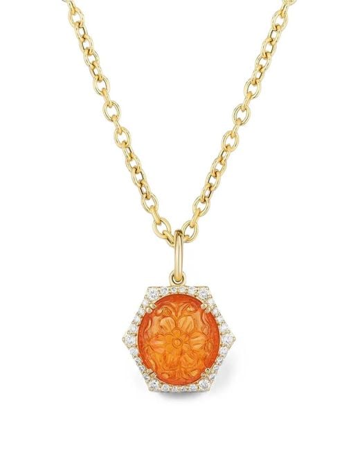 Goshwara Metallic Mandarin Garnet Diamond Necklace