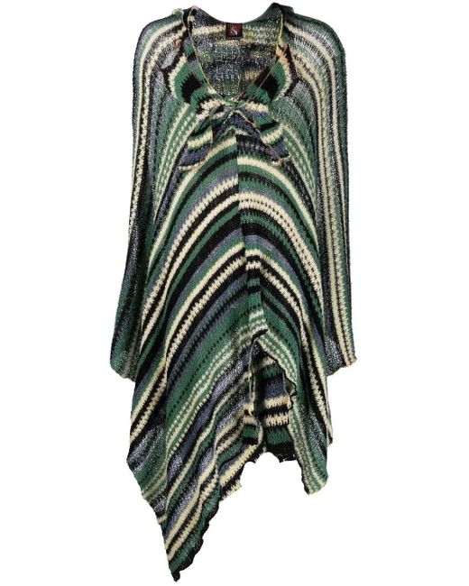 VITELLI Green Butterfly Knit Longline Poncho for men