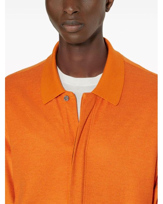Zegna Orange Short-sleeve Cotton-silk Shirt for men