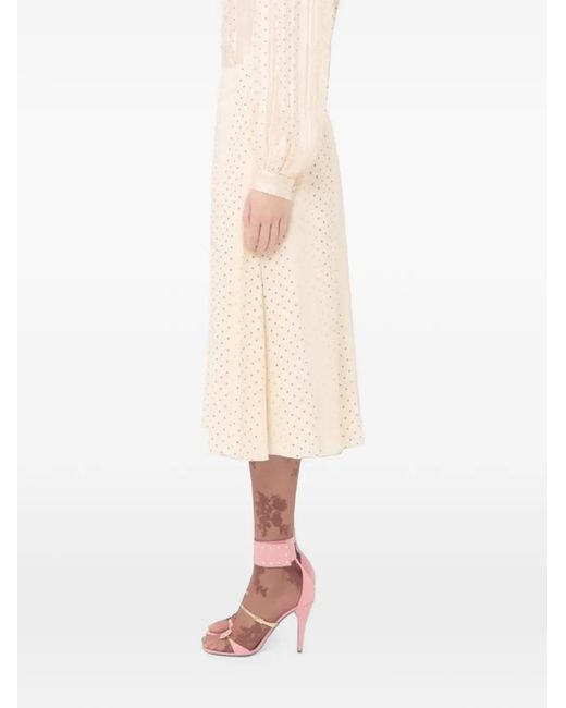 Valentino Garavani Natural Star-Print Front-Slit Skirt