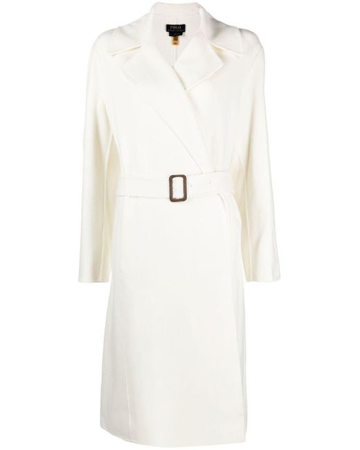Donna Abbigliamento da Cappotti da Cappotti lunghi e invernali Cappotto con cinturaPolo Ralph Lauren in Lana di colore Bianco 