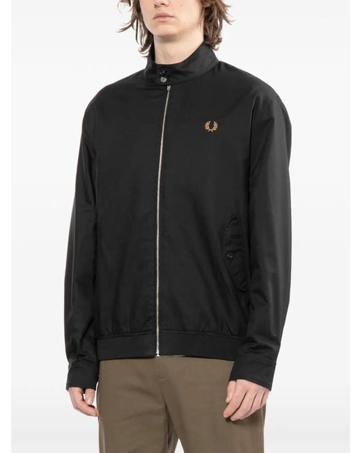 Fred Perry Black Logo-Embroidered Jacket for men