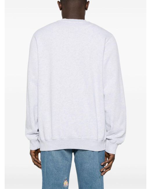 Casablancabrand White Logo-print Organic Cotton Sweatshirt for men