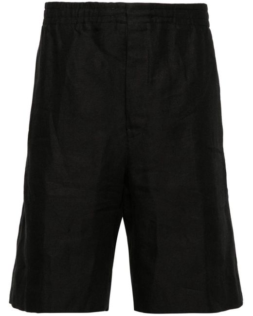Zegna Black Linen Bermuda Shorts for men