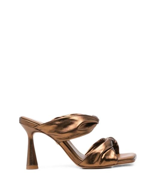 Carrano Brown Twist-Detail Metallic-Effect Sandals