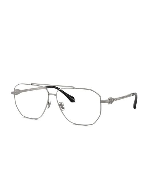Versace Gray Metal-Frame Rectangle Glasses for men