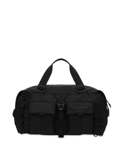 Moschino Black Logo-patch Duffle Bag for men