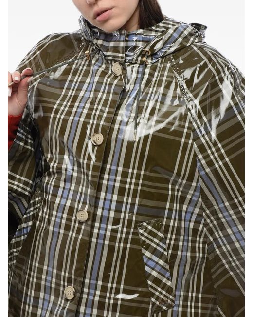 Woolrich Green Hawthorn Check-Pattern Cape