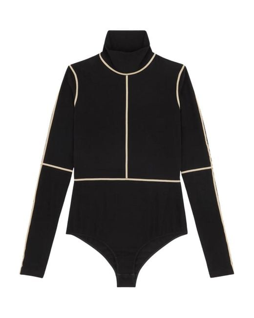 MM6 by Maison Margiela Black High-Neck Panelled Bodysuit