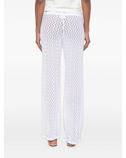 Fisico White Open-Work Drawstring Beach Trousers