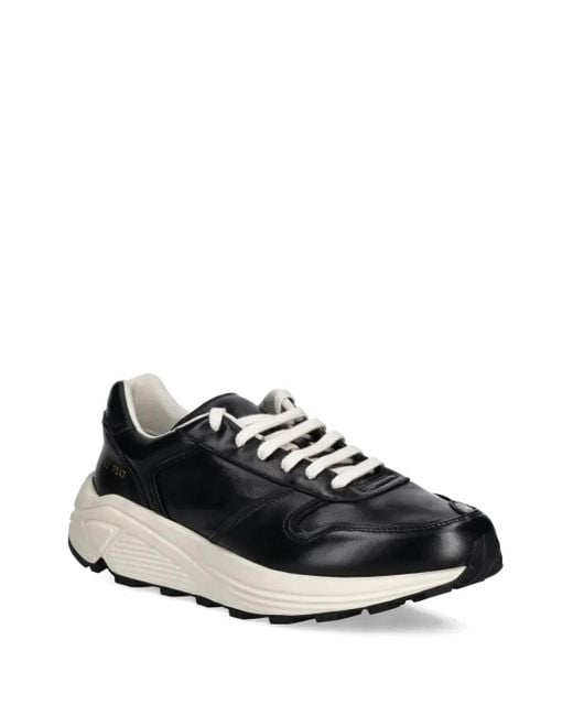 Common Projects Black Premium Runner Leather Sneakers for men