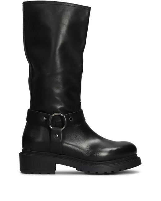 METISSE Black Leather Biker Boots