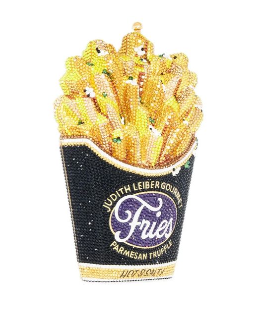 Judith Leiber White Truffle Fries Crystal-Embellished Clutch