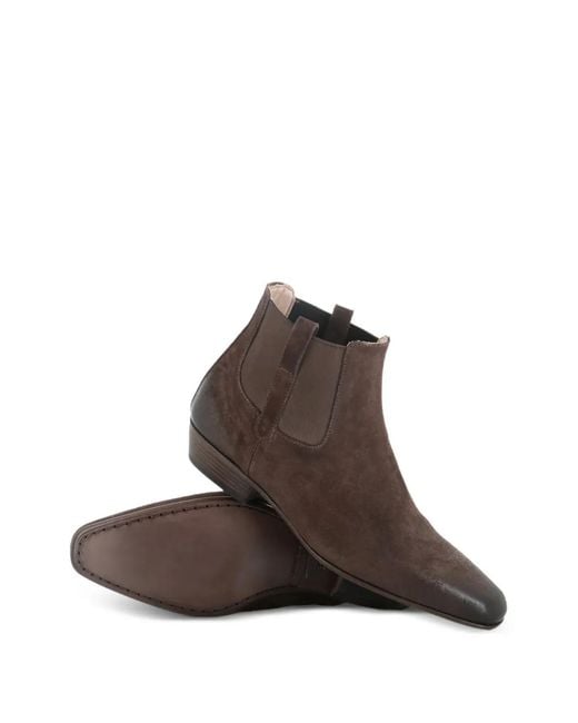 Pantanetti Brown Bottines En Cuir À Bout Pointu