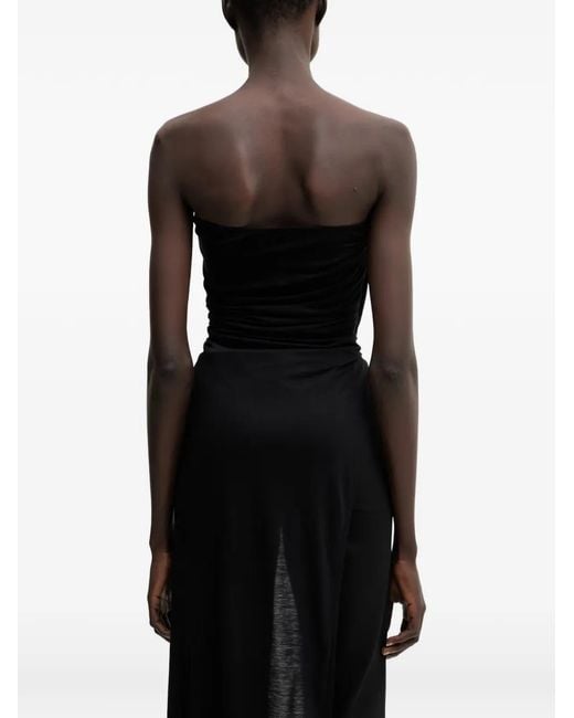 Rick Owens Black Ruched Strapless Top