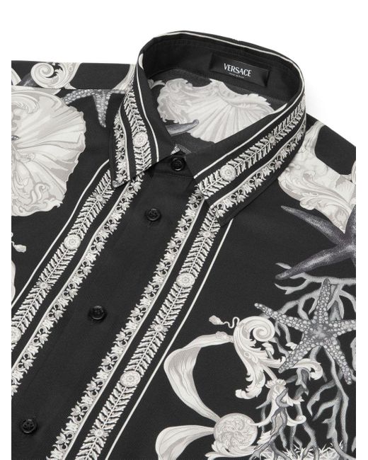 Versace Black Barocco Sea Silk Shirt for men