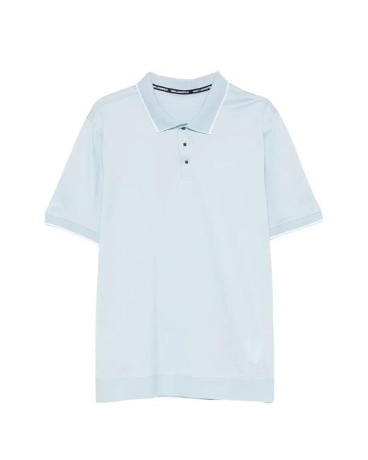 Karl Lagerfeld Blue Logo-Print Tipped-Collar Polo Shirt for men