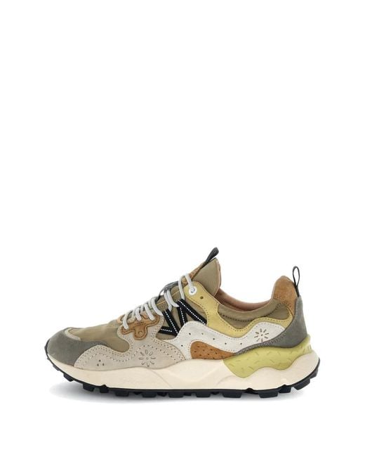 Flower Mountain White Yamano 3 Panelled Sneakers for men