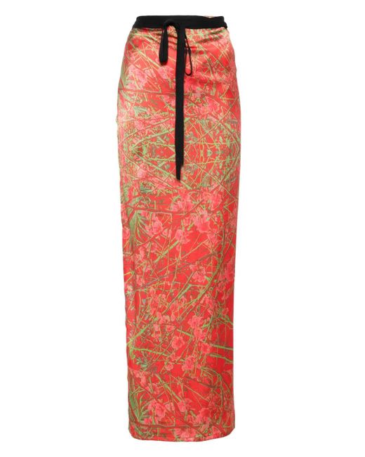 BARBARA BOLOGNA Red Printed Midi Skirt