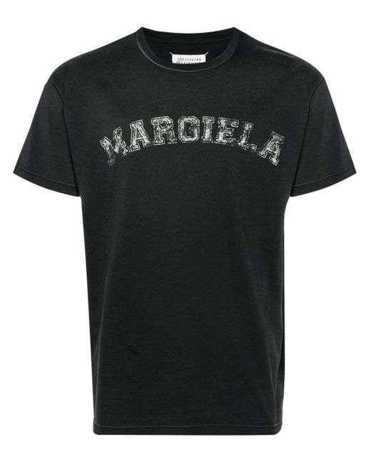 Maison Margiela Black Logo-print Cotton T-shirt for men