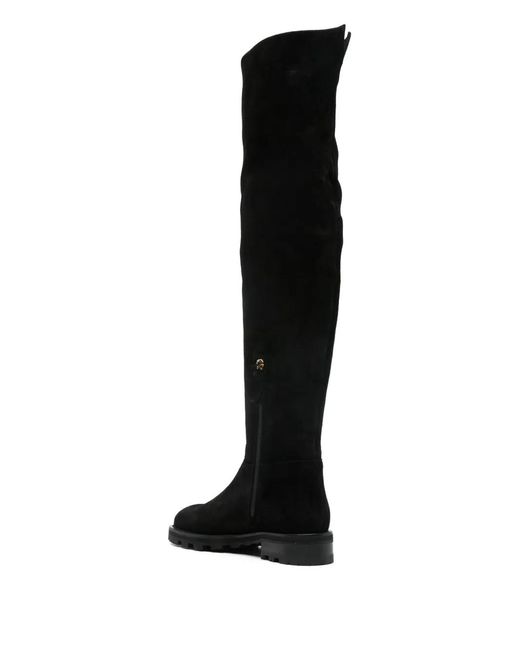 Roberto Festa Black Leather Over-The-Knee Boots