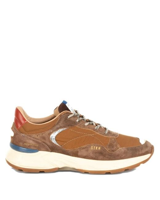 Stokton Brown Reverse Panelled Sneakers for men