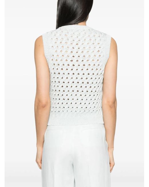 Peserico スパンコール ニットトップ White