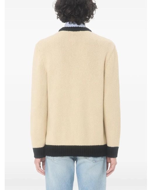 Valentino Garavani Natural Embroidered Wool Cardigan for men