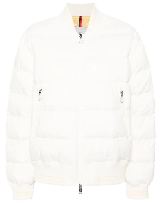 Moncler White Gefütterte Argo Bomberjacke Mit Logo