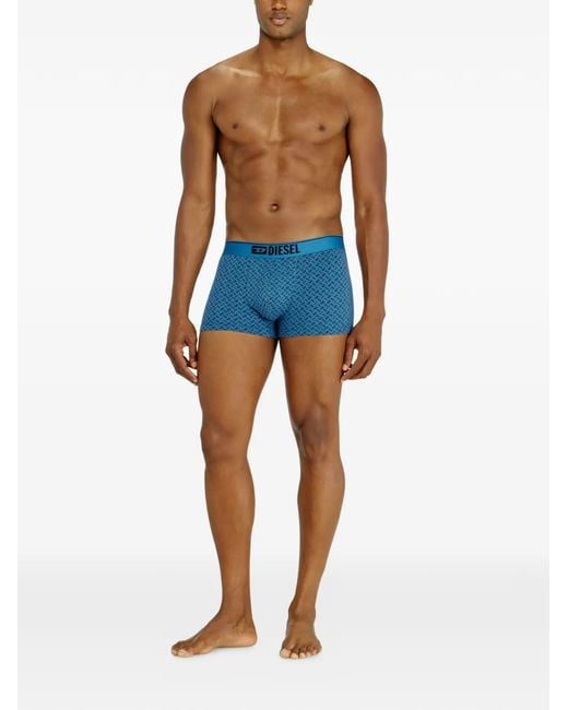 DIESEL Blue Monogram-Pattern Boxer Briefs for men